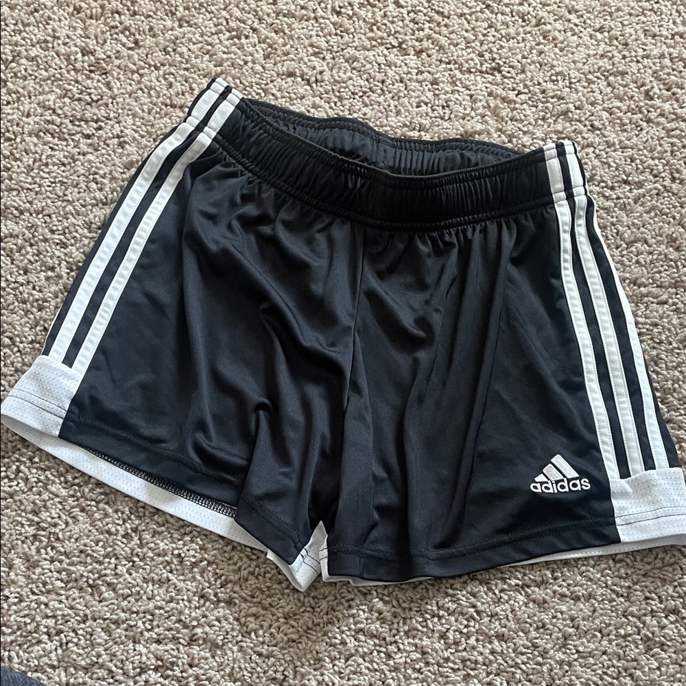 Adidas Black Shorts with White Stripes